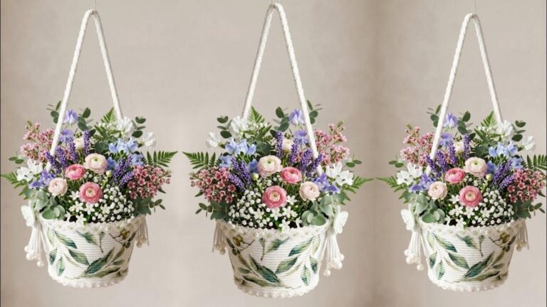 This simple gesture transforms plastic waste into stunning hanging flower baskets…
